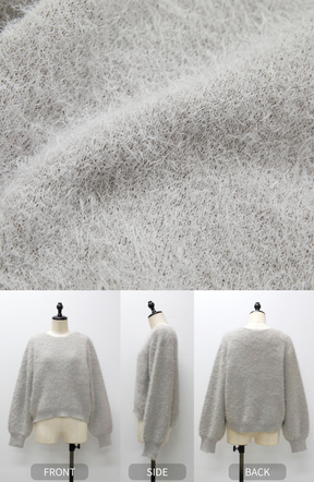 ダブルフェイスシャギーランタンスリーブプルオーバー