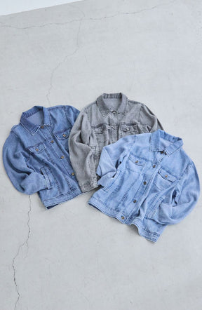 パウダーシルクデニムステンワイドスリーブジャケット