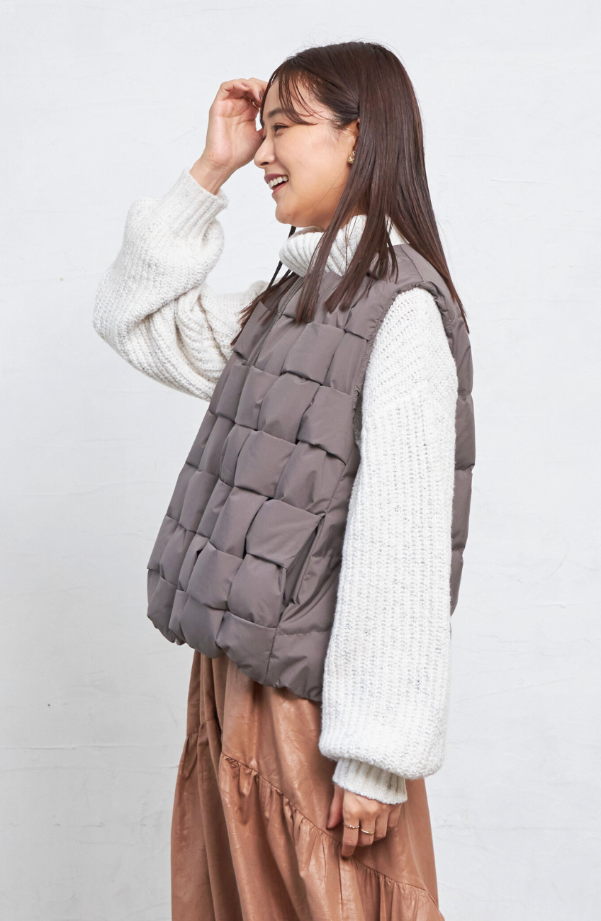 mizuiro ind ダウンベスト ベージュ ナチュラル mizuiro ind ダウンベスト ベージュ ナチュラル 編み込みノー