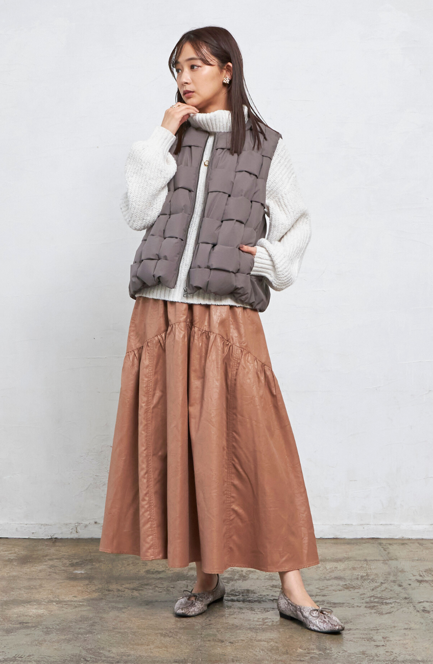 mizuiro ind ダウンベスト ベージュ ナチュラル mizuiro ind ダウンベスト ベージュ ナチュラル 編み込みノー