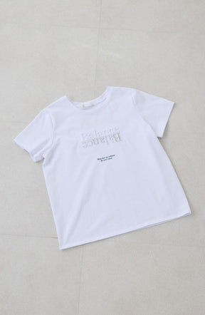 [コーデSET] ドライコットンエンボス×箔ロゴTシャツ＋ドライエステルライン切替パンツ